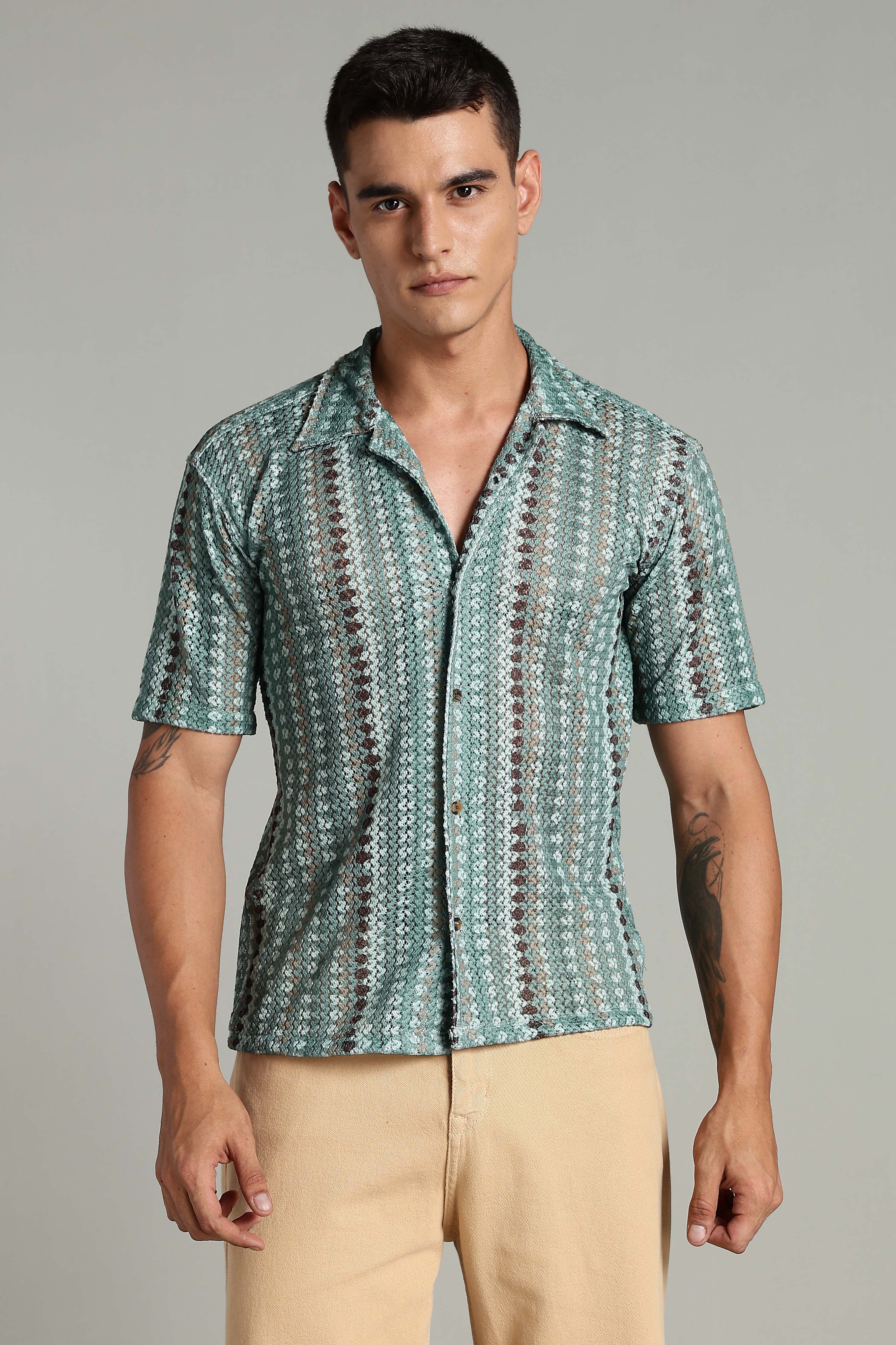 SMOKE CORCHET ABSTRACT SHIRT